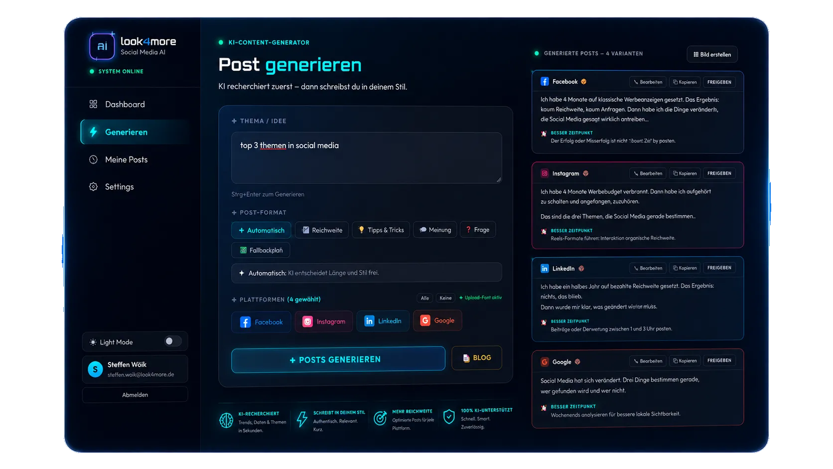 KI Content Tool — Post generieren
