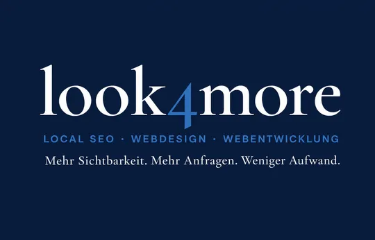 Visitenkarte look4more, Rückseite: Local SEO, Webdesign, Webentwicklung